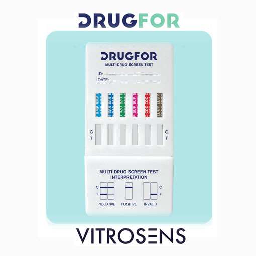 Швидкий тест для виявлення 12 наркотичних речовин в сечі: AMP/THC/MOP/MET/BZO/BAR/COC/TRA/MTD/MDMA)/K2/KET, 12VDDOA03DC (Vitrosens Biotechnology)